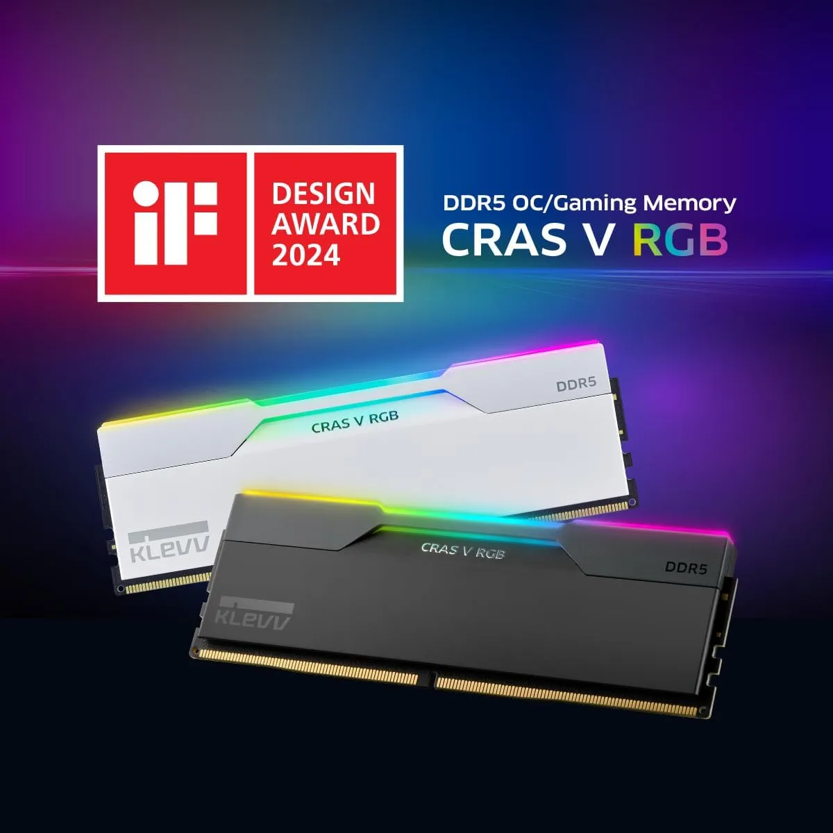 KLEVV CRAS V RGB DDR5 32GB (2x16GB) 6400MHz CL32 A-DIE 1.35V Gaming Desktop Ram Memory SK Hynix Chip XMP 3.0 / AMD Expo Ready - Black (KD5AGUA80-64A320G)