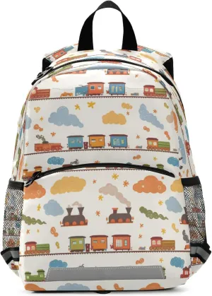 KLL Funny Steam Train Toddler Girl Backpack Waterproof Mini School Bags Travel Daypack