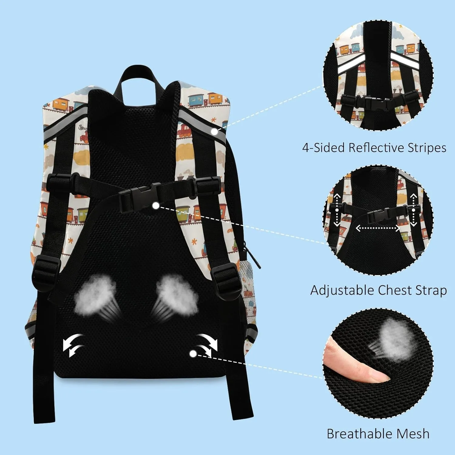 KLL Funny Steam Train Toddler Girl Backpack Waterproof Mini School Bags Travel Daypack