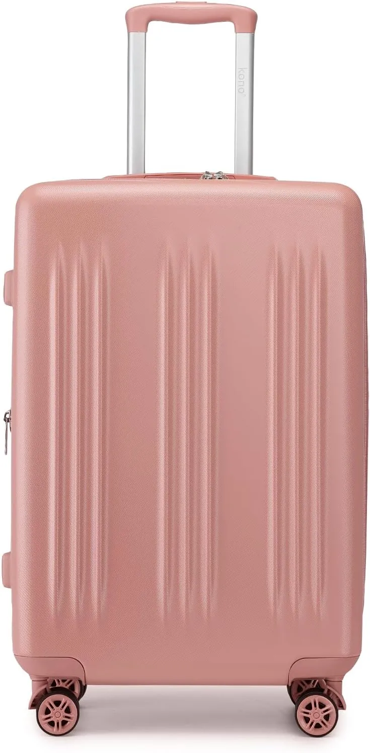 Kono 24 Inch Expandable Luggage with Spinner Wheels & TSA Lock, Scratch and Drop Resistant ABS & PC Hardside Travel Checked Suitcase for Women (Nude/Rose Gold)