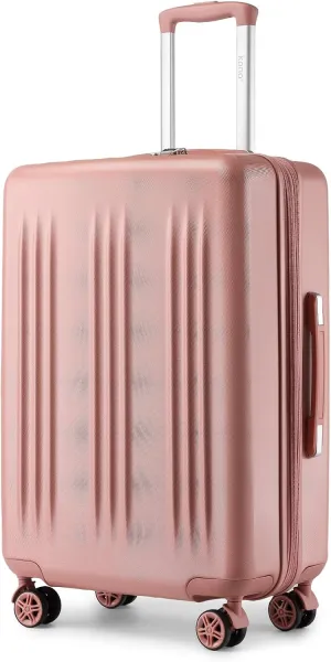 Kono 24 Inch Expandable Luggage with Spinner Wheels & TSA Lock, Scratch and Drop Resistant ABS & PC Hardside Travel Checked Suitcase for Women (Nude/Rose Gold)