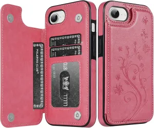 Korecase for iPhone 16E Wallet Case with Card Holder, Back Flip Kickstand Wallet Protective Cover for iPhone 16e 2025,Pink