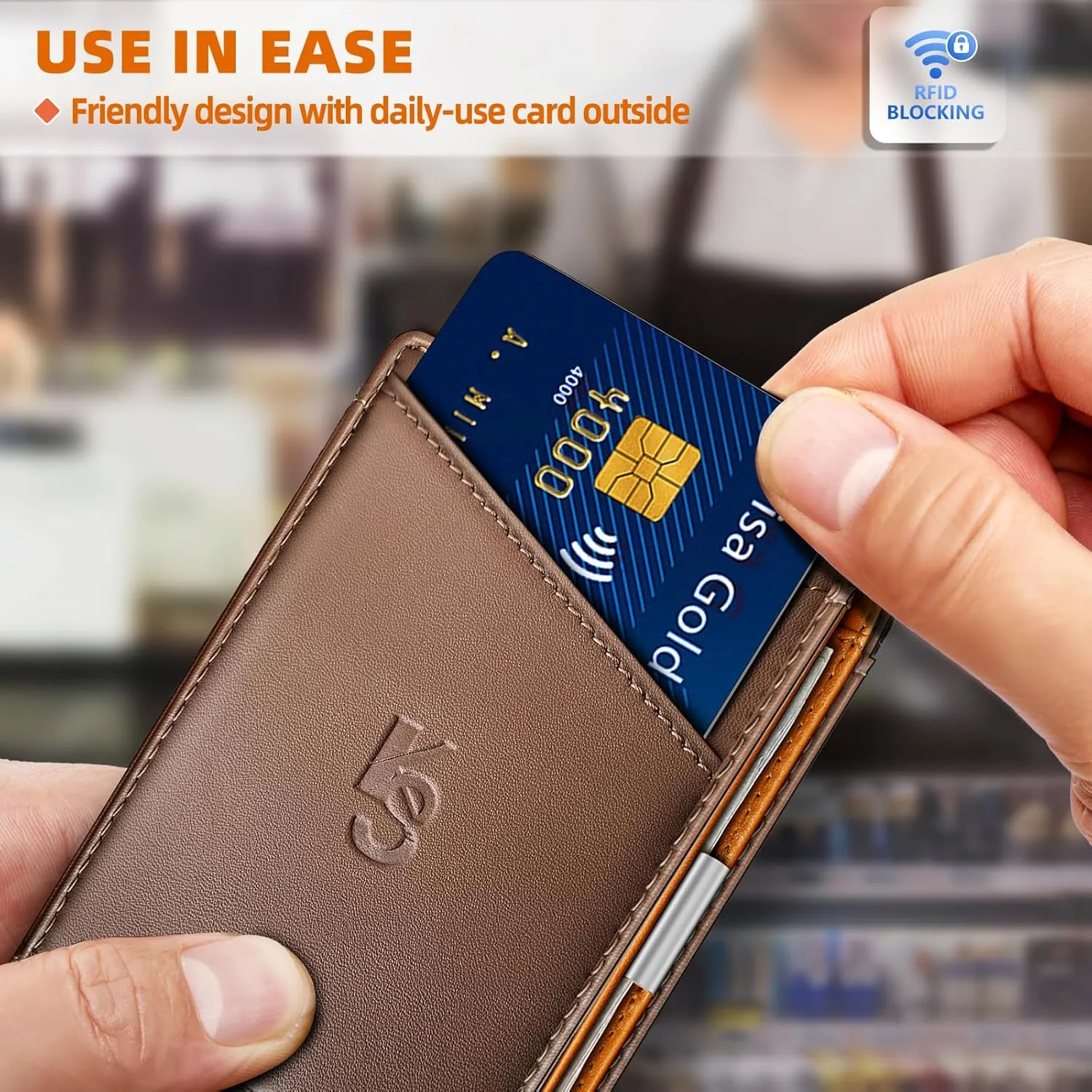 KS Mens Wallet Gift Airtag or Standard Use,Slim Front Pocket Leather Wallet Money Clip 11 cards RFID Blocking