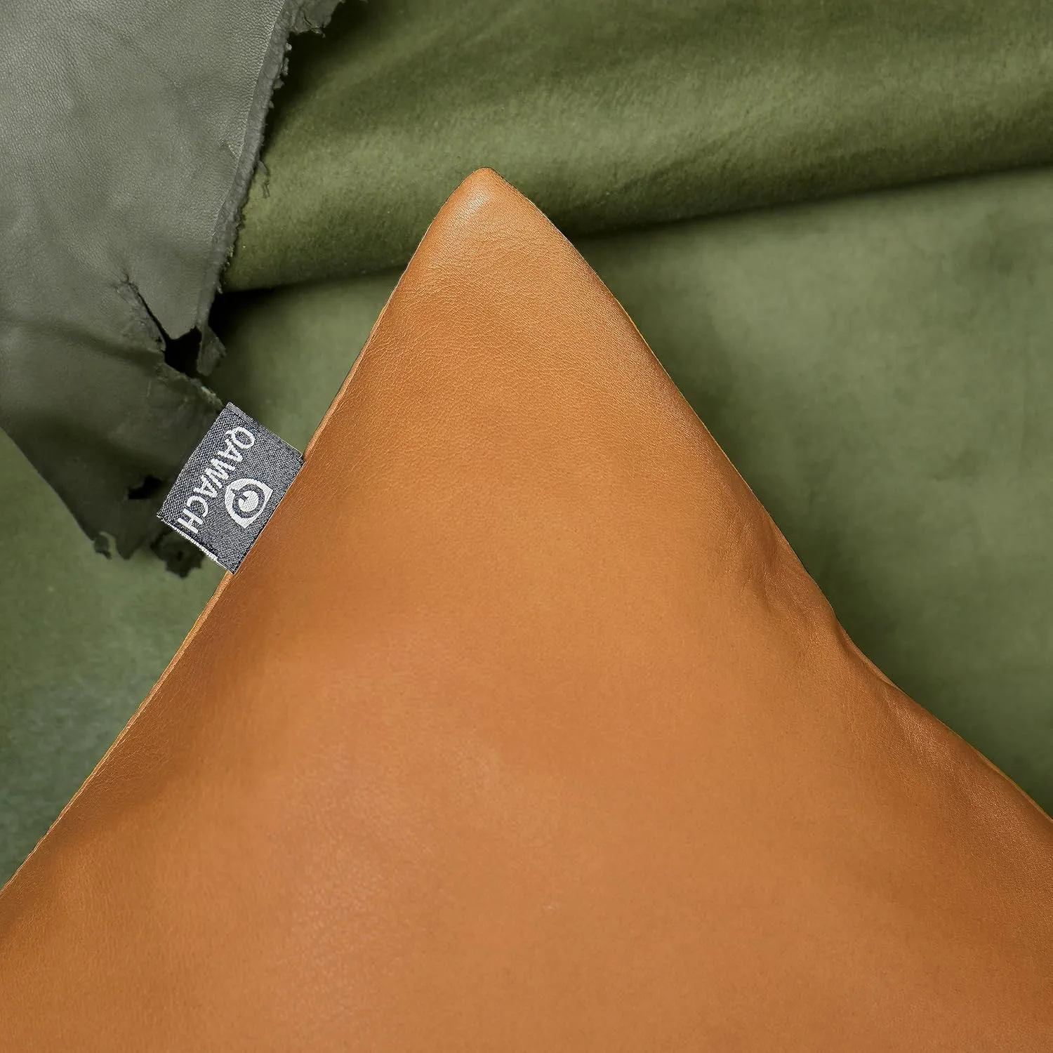 Lambskin Leather Pillow Cover - Decorative Sofa Cushion Case - Throw Covers for Living Room & Bedroom, 18" x 18" - Mustard Flavia Plain Pack of 1