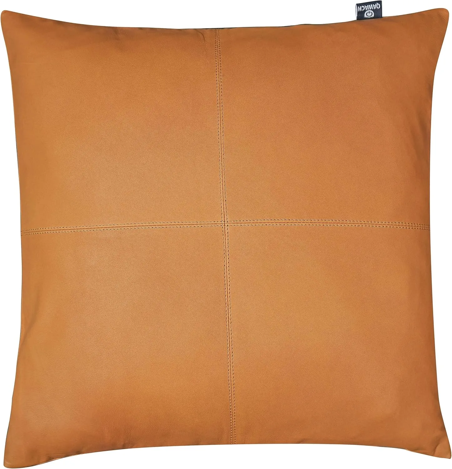 Lambskin Leather Pillow Cover - Decorative Sofa Cushion Case - Throw Covers for Living Room & Bedroom, 18" x 18" - Mustard Flavia Plain Pack of 1
