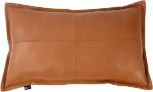 Lambskin Leather Pillow Cover - Sofa Cushion Case - Decorative Throw Covers for Living Room & Bedroom, 10X18 Inch - Camel Antique Box Pack of 2