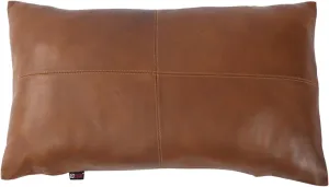 Lambskin Leather Pillow Cover - Sofa Cushion Case - Decorative Throw Covers for Living Room & Bedroom, 10X18 Inch - Camel Antique Plain Pack of 1