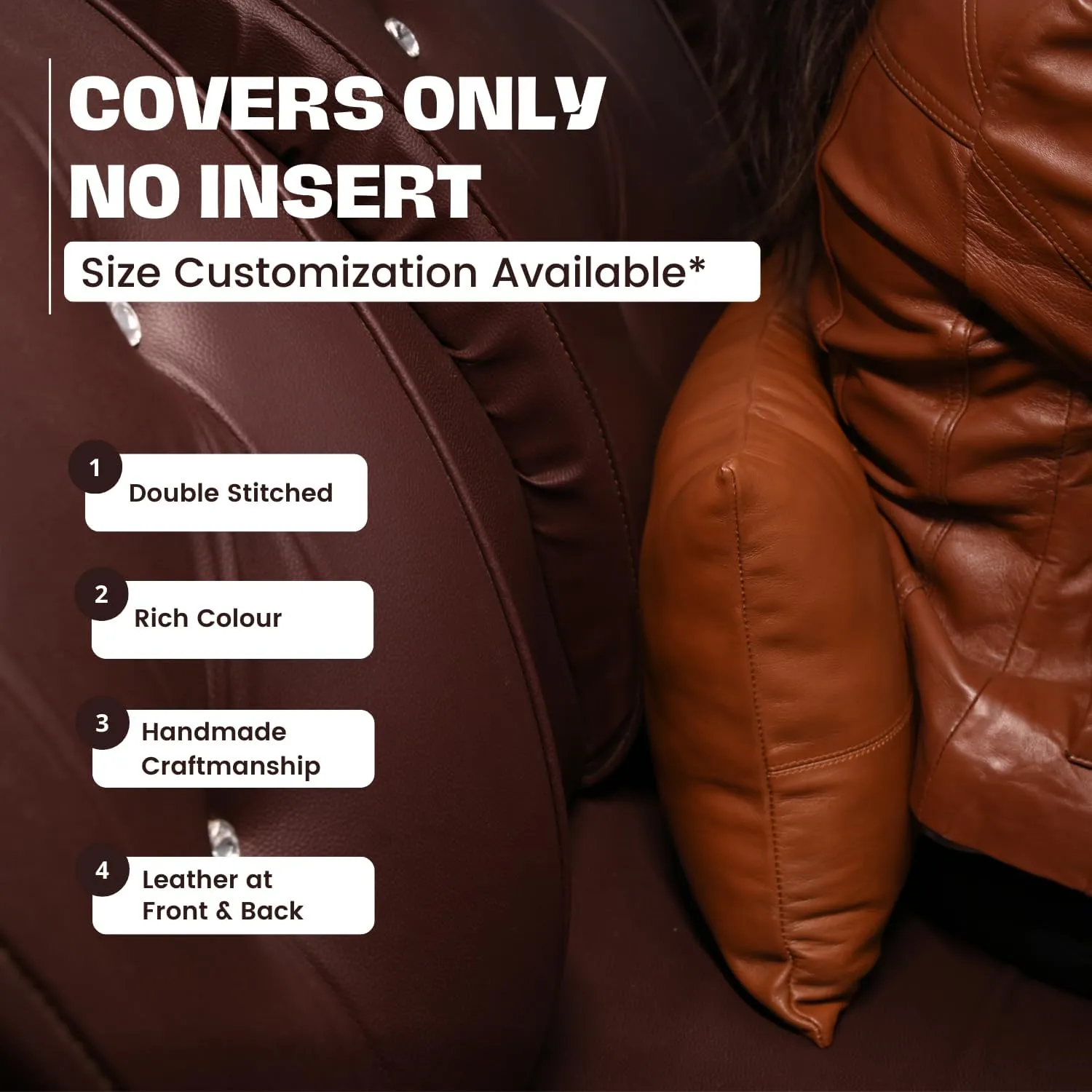 Lambskin Leather Pillow Cover - Sofa Cushion Case - Decorative Throw Covers for Living Room & Bedroom, 10X18 Inch - Camel Antique Plain Pack of 1