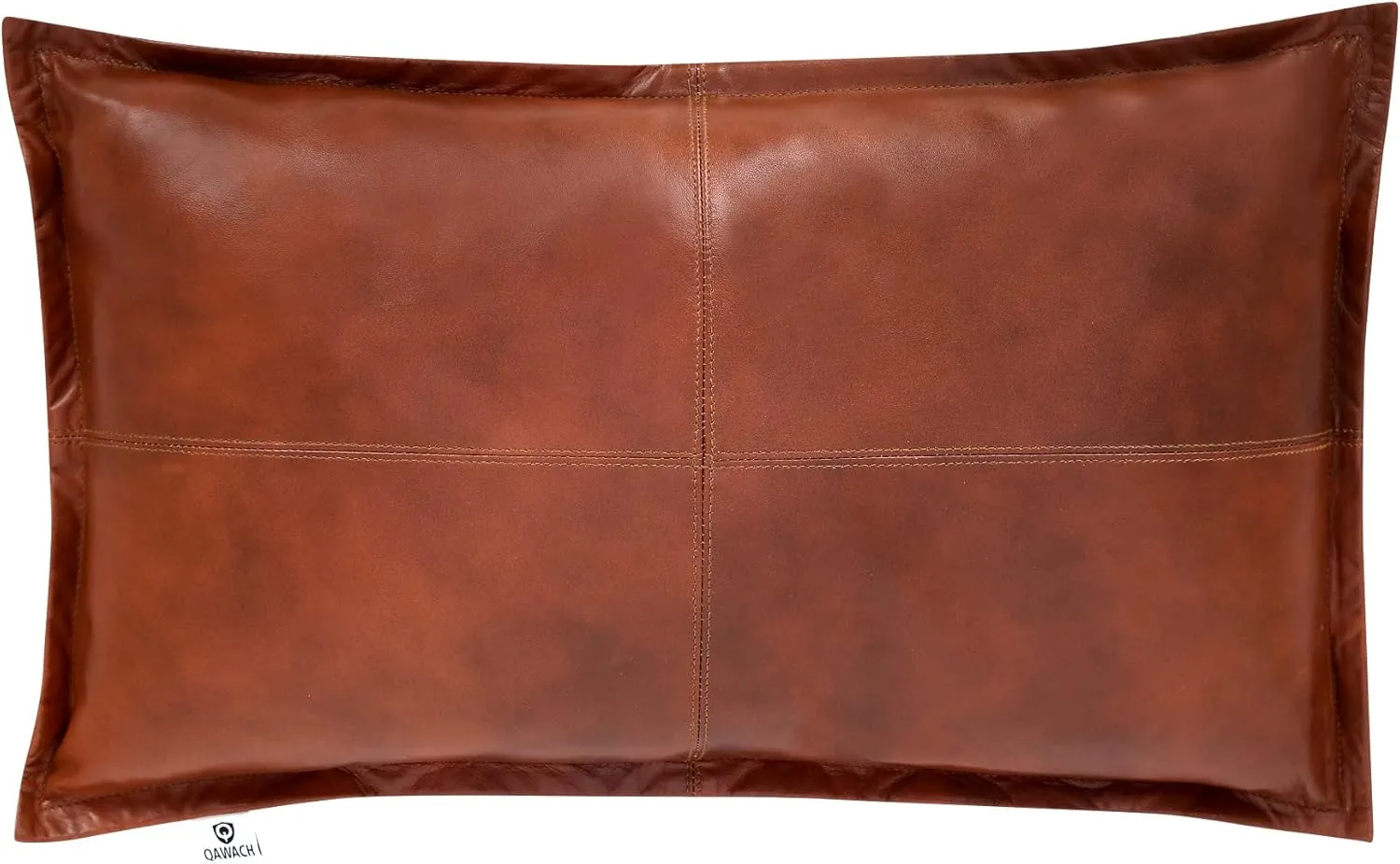 Lambskin Leather Rectangle Pillow Cover - Sofa Cushion Case - Decorative Throw Covers for Living Room & Bedroom (16X24 Inch, Tan Antique Box Pack of 2)