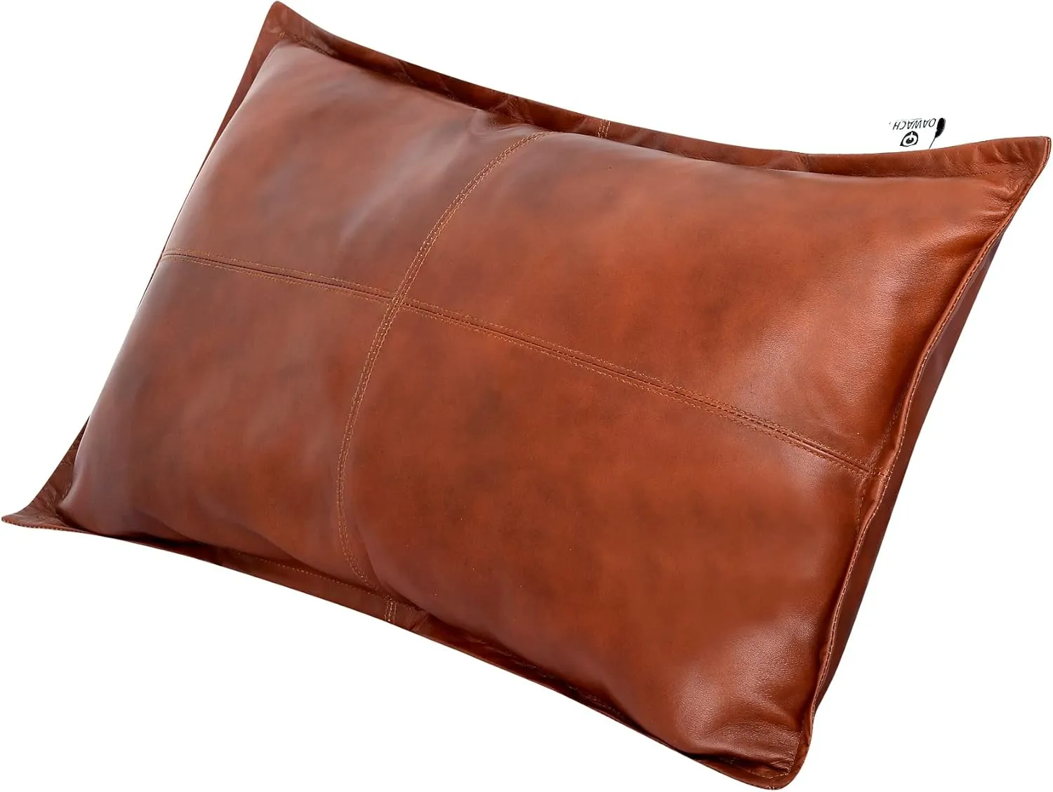 Lambskin Leather Rectangle Pillow Cover - Sofa Cushion Case - Decorative Throw Covers for Living Room & Bedroom (16X24 Inch, Tan Antique Box Pack of 2)
