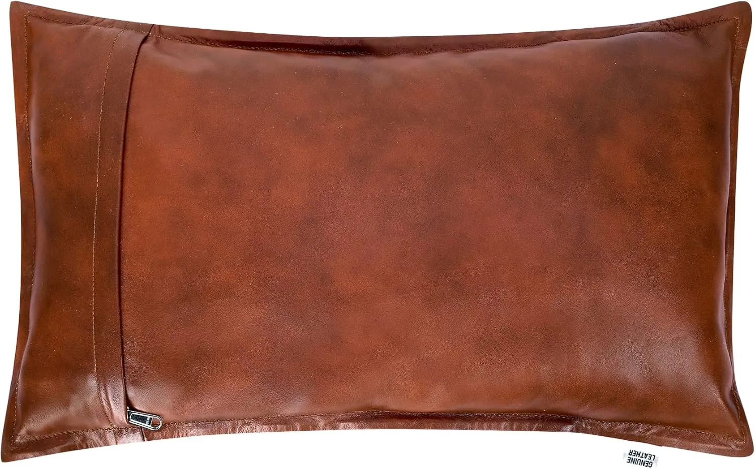 Lambskin Leather Rectangle Pillow Cover - Sofa Cushion Case - Decorative Throw Covers for Living Room & Bedroom (16X24 Inch, Tan Antique Box Pack of 2)