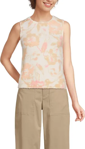 Lands' End Women's Fine Gauge Eyelash Printed Sleeveless Sweater