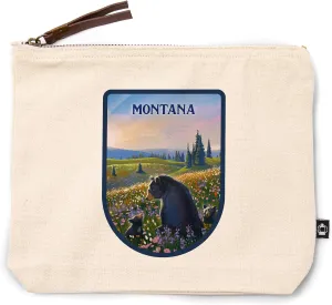 Lantern Press Montana, Lithograph, Bear Family in Field, 100% Cotton Zipper Pouch, Travel Accessory, Go Bag