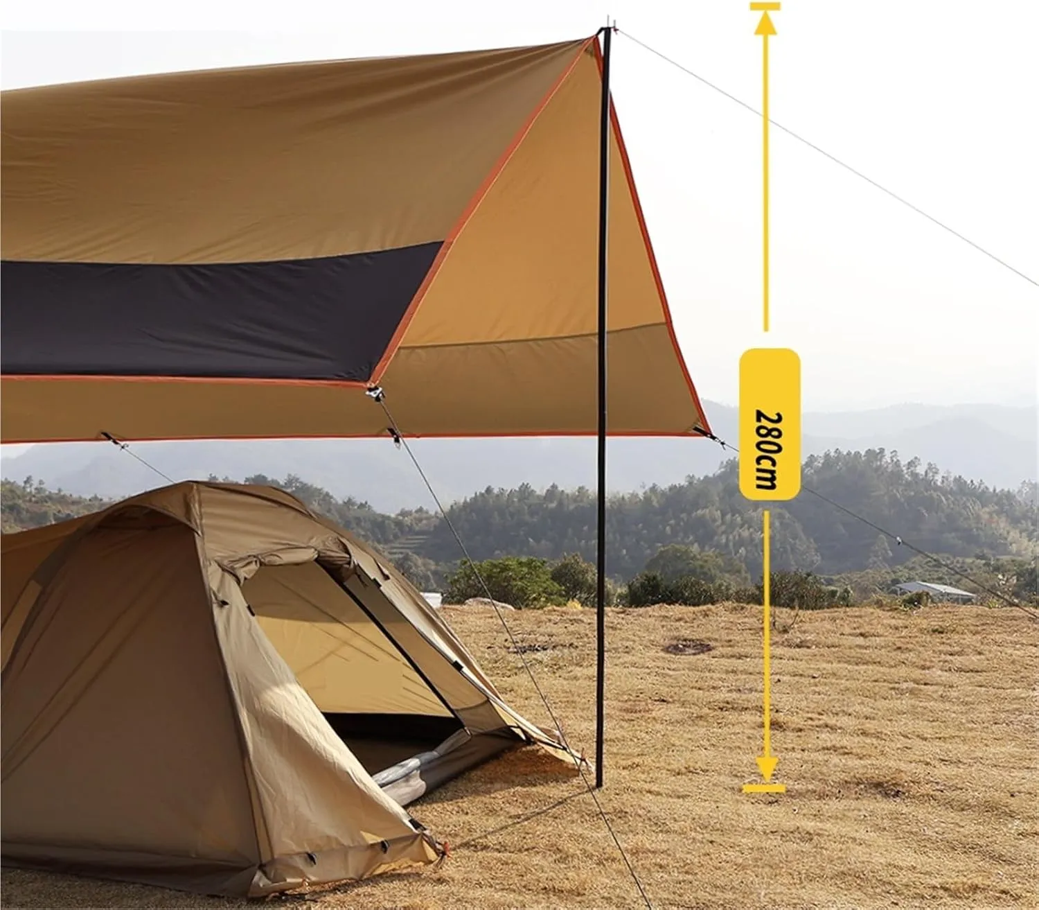 Large Camping Waterproof Tarp Oxford 4X6 Outdoor Canopy Sun Shelter Tent Tourist Awning Shade for Multiple People(Only Black tarp)