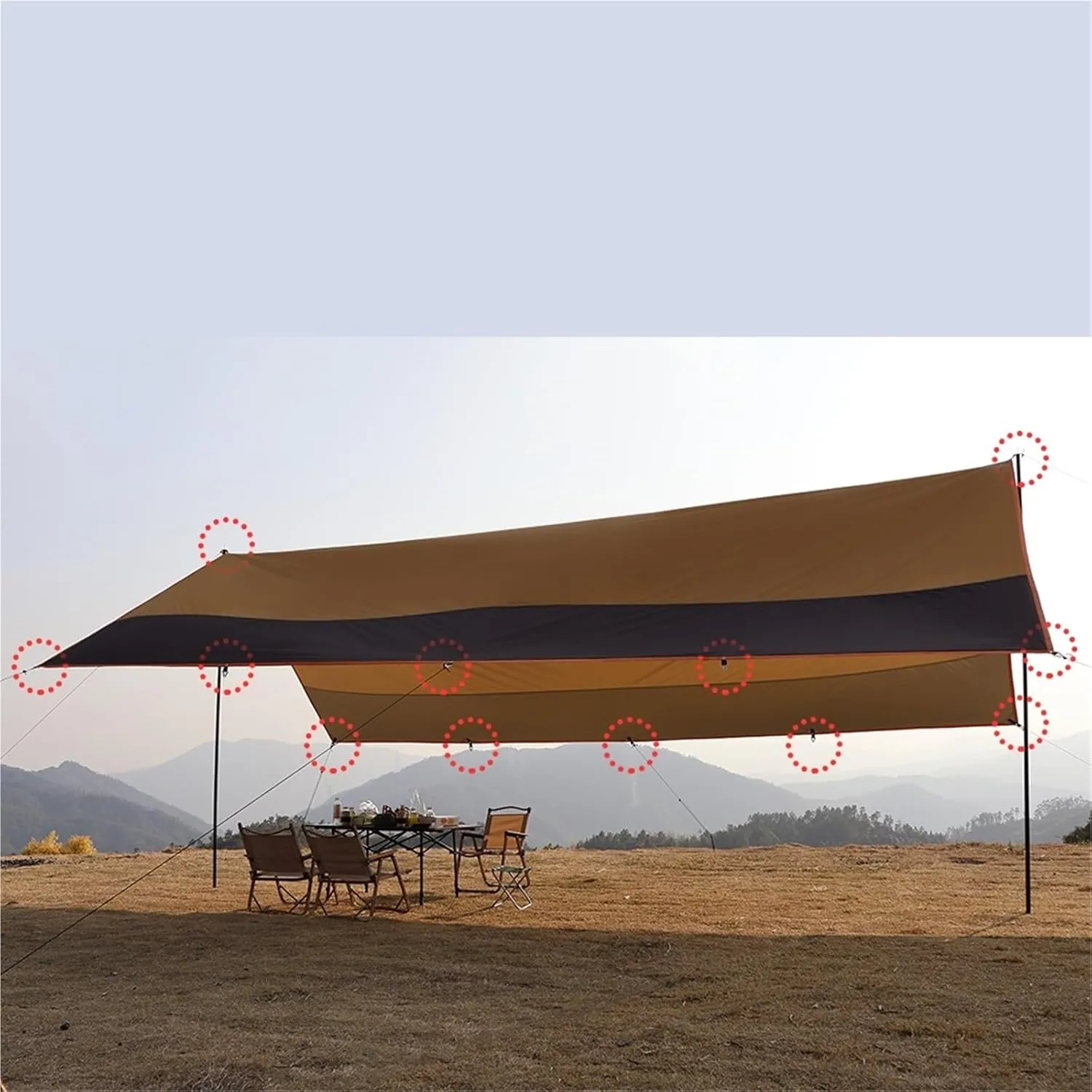 Large Camping Waterproof Tarp Oxford 4X6 Outdoor Canopy Sun Shelter Tent Tourist Awning Shade for Multiple People(Only Black tarp)