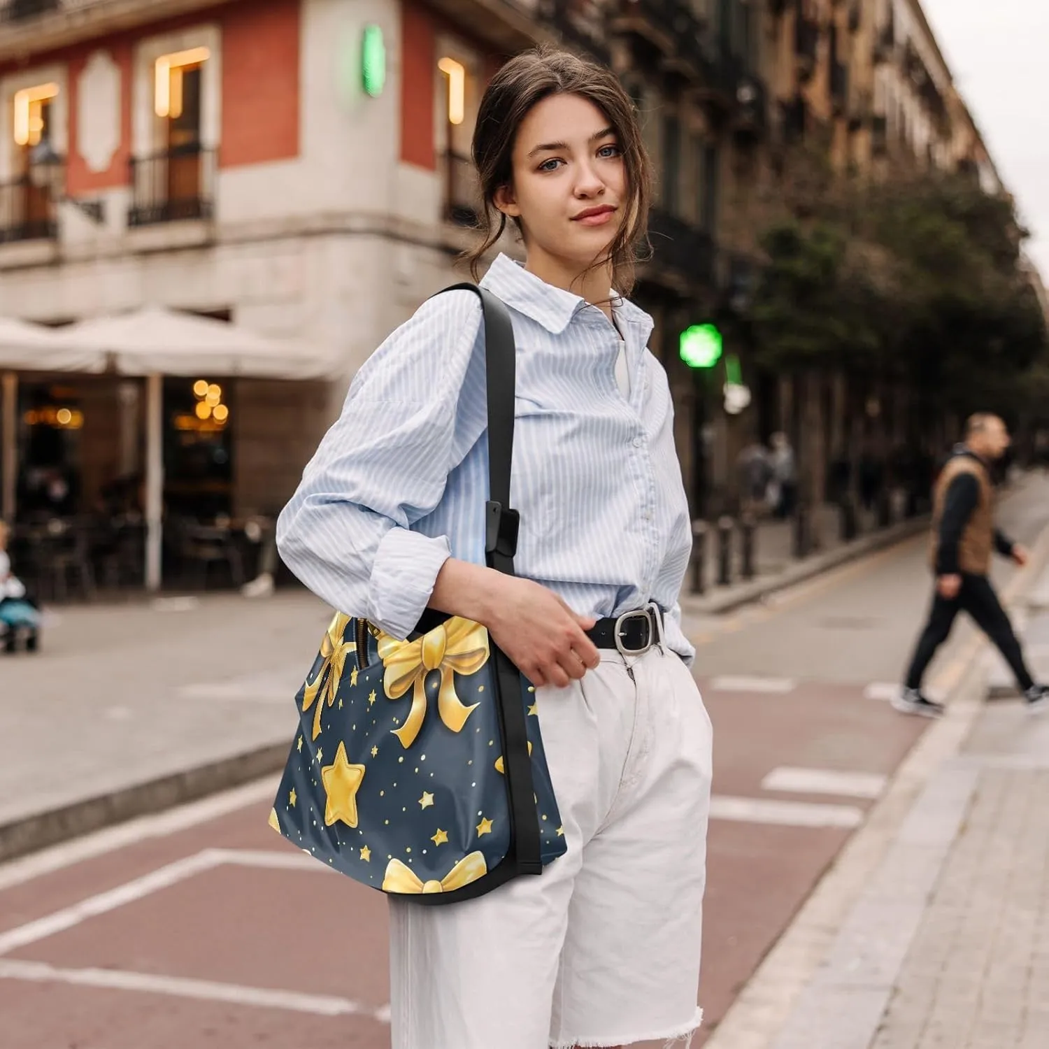 Large Capacity Crossbody Shoulder Bag Handbag Casual Tote Bag With Adjustable Strap Zipper For Men Women