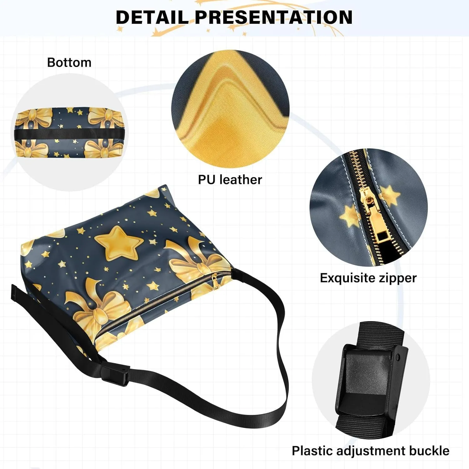 Large Capacity Crossbody Shoulder Bag Handbag Casual Tote Bag With Adjustable Strap Zipper For Men Women