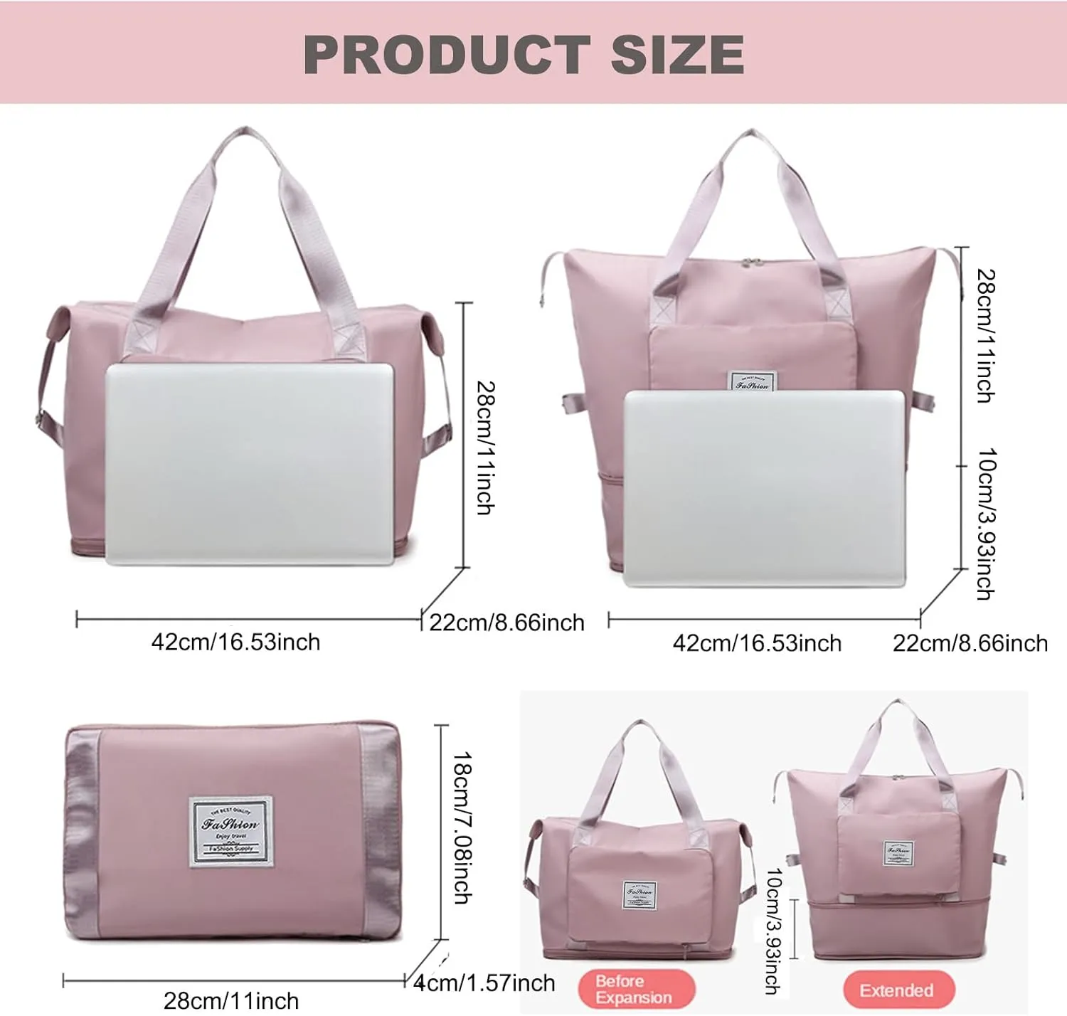 Large Capacity Travel Bag, Foldable Travel Bag, Expandable Travel Duffel Bag, Collapsible Waterproof Large Capacity Travel Handbag, Overnight Bag for Women and Man