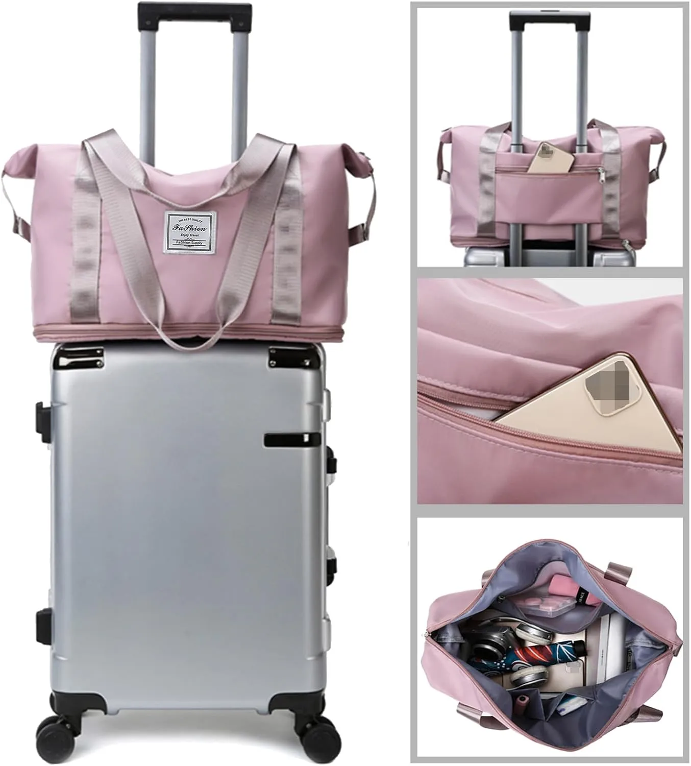 Large Capacity Travel Bag, Foldable Travel Bag, Expandable Travel Duffel Bag, Collapsible Waterproof Large Capacity Travel Handbag, Overnight Bag for Women and Man