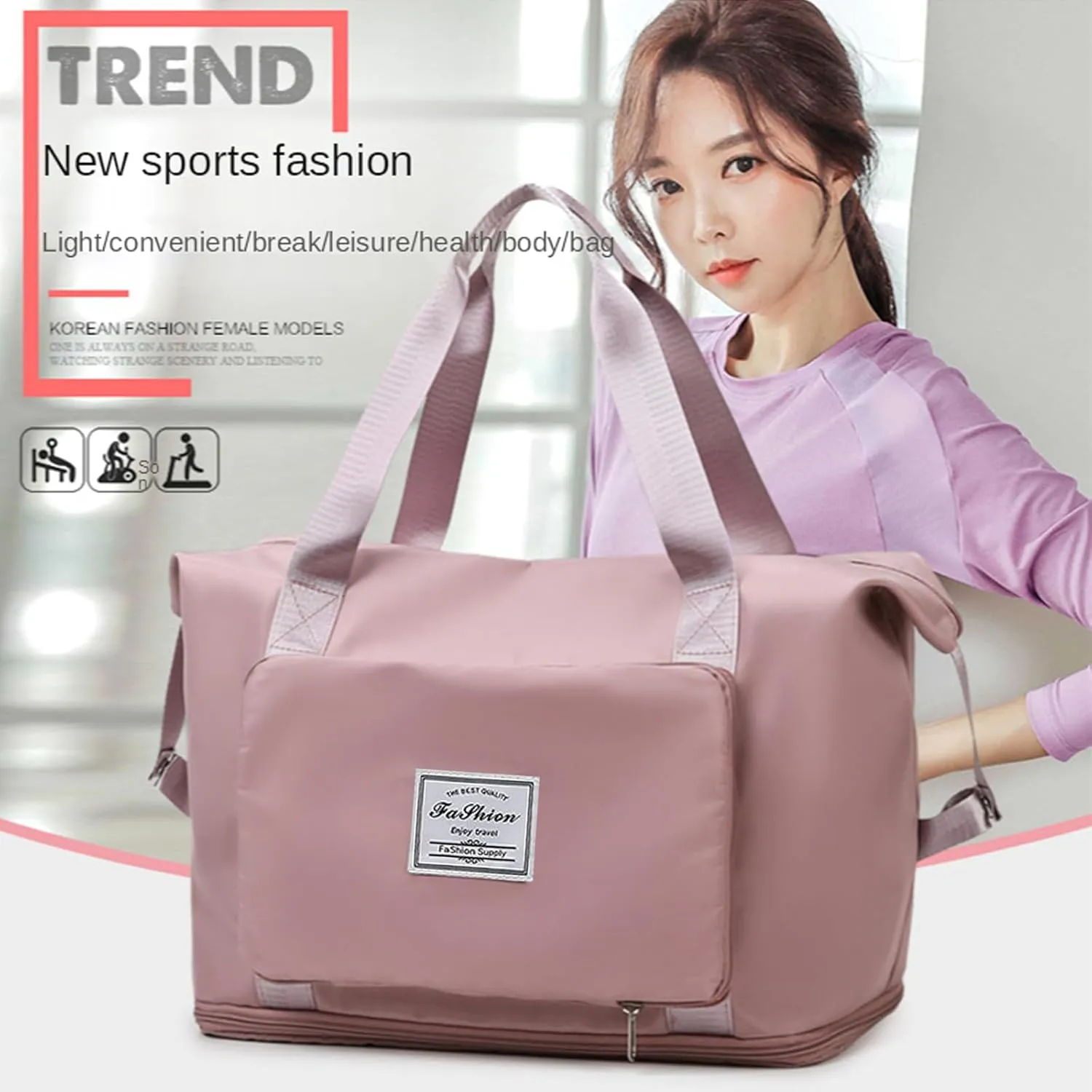 Large Capacity Travel Bag, Foldable Travel Bag, Expandable Travel Duffel Bag, Collapsible Waterproof Large Capacity Travel Handbag, Overnight Bag for Women and Man