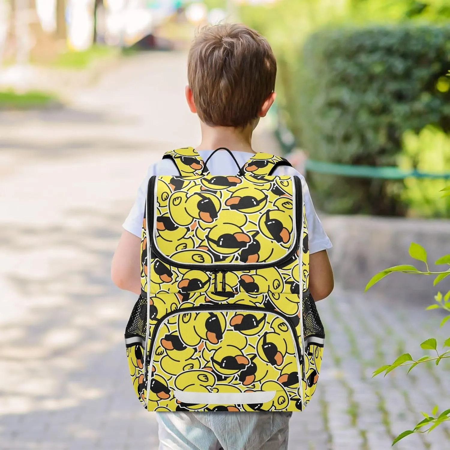 Large Capacity Yellow Duck Student Backpack Cartoon Boys and Girls School Book Bag 16 Inches, Multifunctional Computer Bag School Bag Travel Shoulder Bag