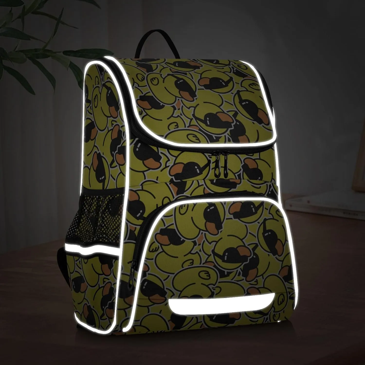 Large Capacity Yellow Duck Student Backpack Cartoon Boys and Girls School Book Bag 16 Inches, Multifunctional Computer Bag School Bag Travel Shoulder Bag