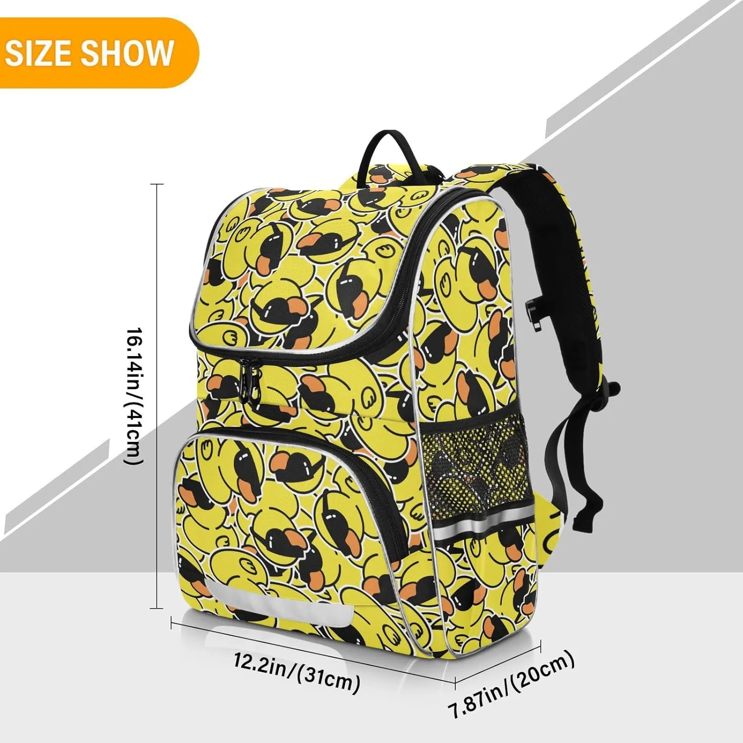 Large Capacity Yellow Duck Student Backpack Cartoon Boys and Girls School Book Bag 16 Inches, Multifunctional Computer Bag School Bag Travel Shoulder Bag