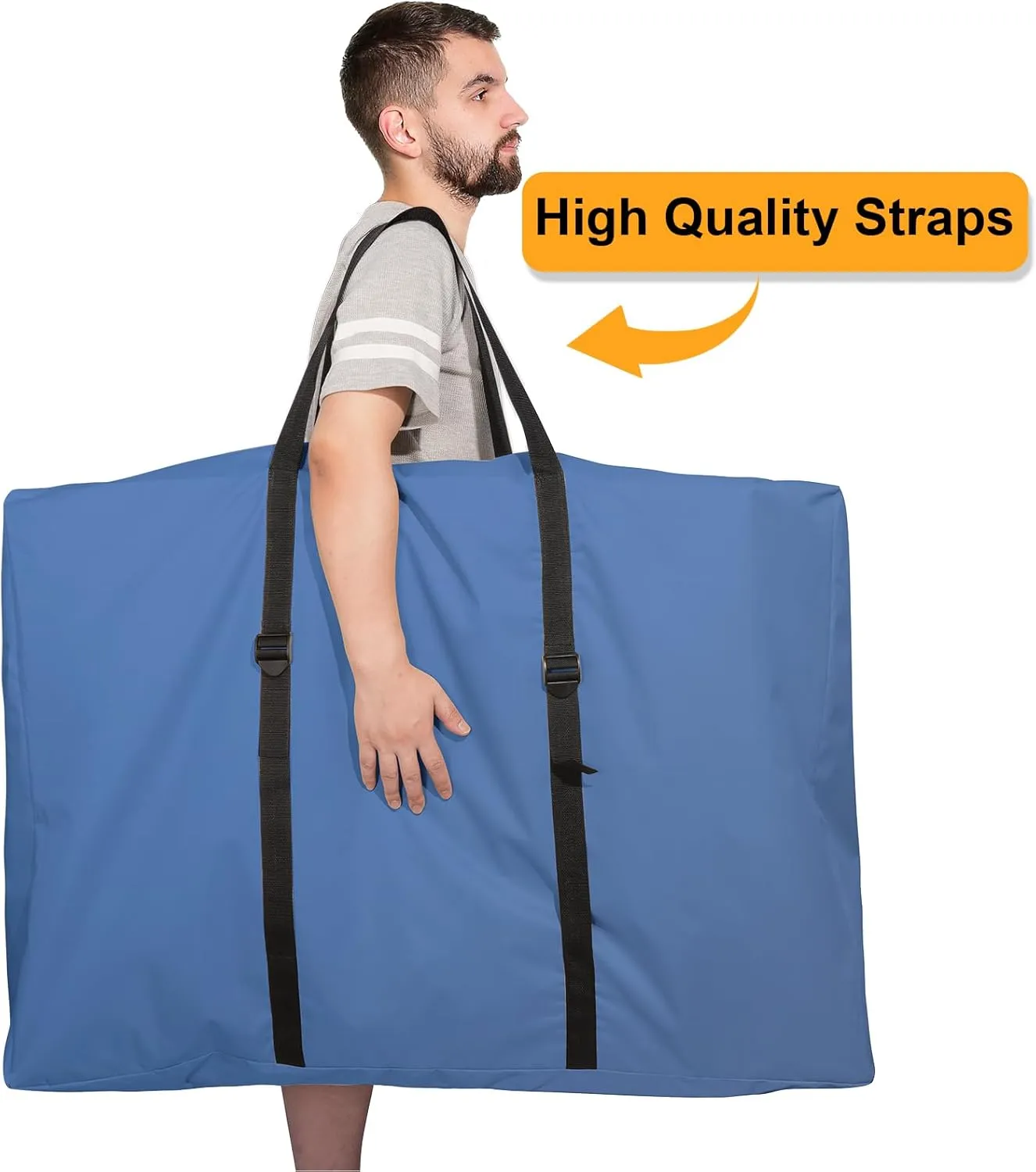 Large Outside Chair Storage Bag, Uranshin 600D Chair Carry Bag for Zero Gravity Chair, Heavy Duty Folding Lounge Chair Carrying Case Bags with Zippers 43" L x 11" W x 29" H (Blue - 2 Pack)