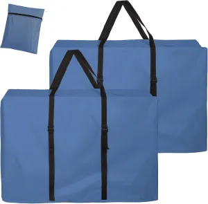 Large Outside Chair Storage Bag, Uranshin 600D Chair Carry Bag for Zero Gravity Chair, Heavy Duty Folding Lounge Chair Carrying Case Bags with Zippers 43" L x 11" W x 29" H (Blue - 2 Pack)
