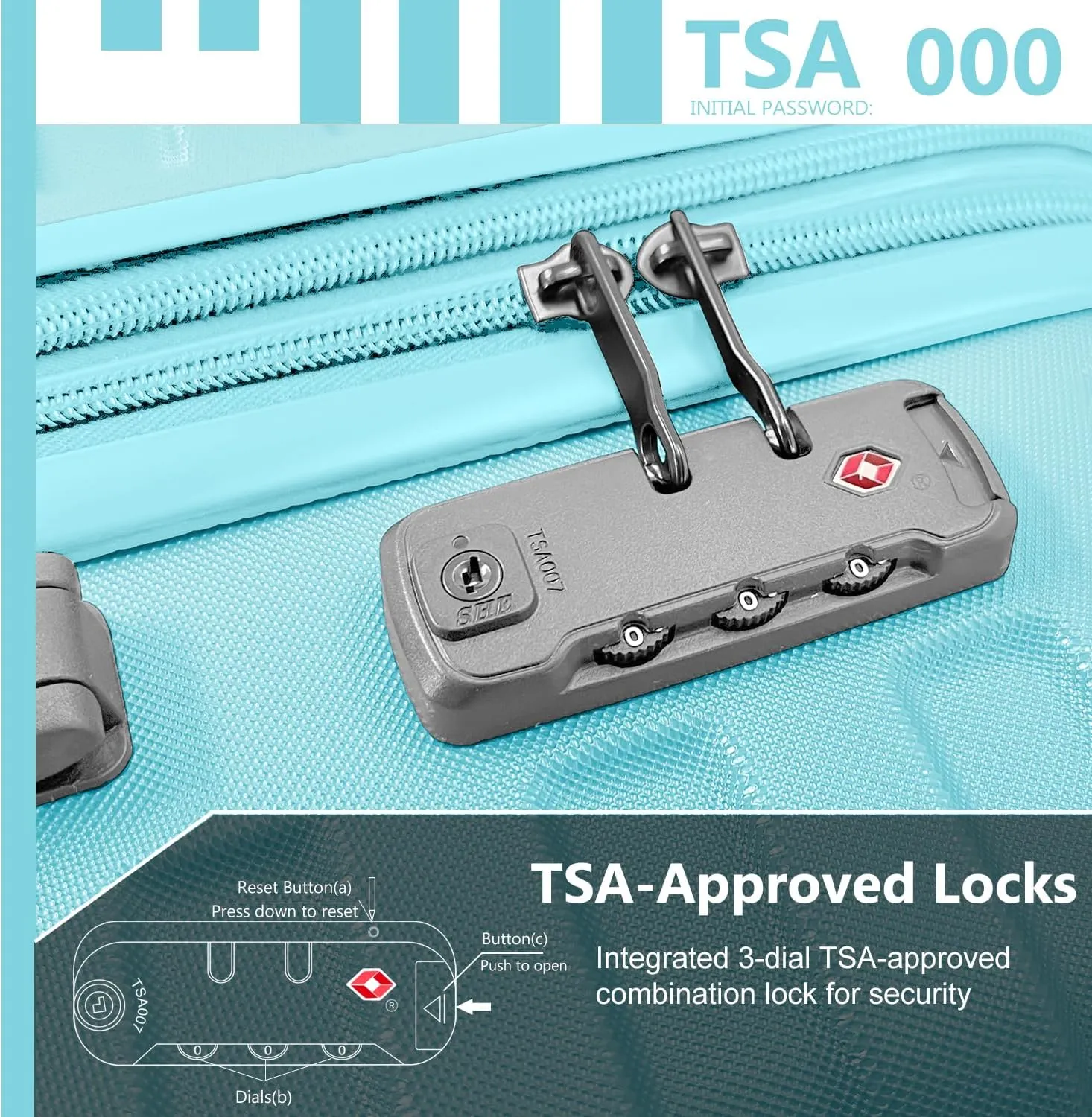 LARVENDER Luggage 6 Piece Sets Hardside Expandable Suitcases with Spinner Wheels TSA Lock, Lightweight Travel Carry On Luggage Sets for Women, Sky Blue