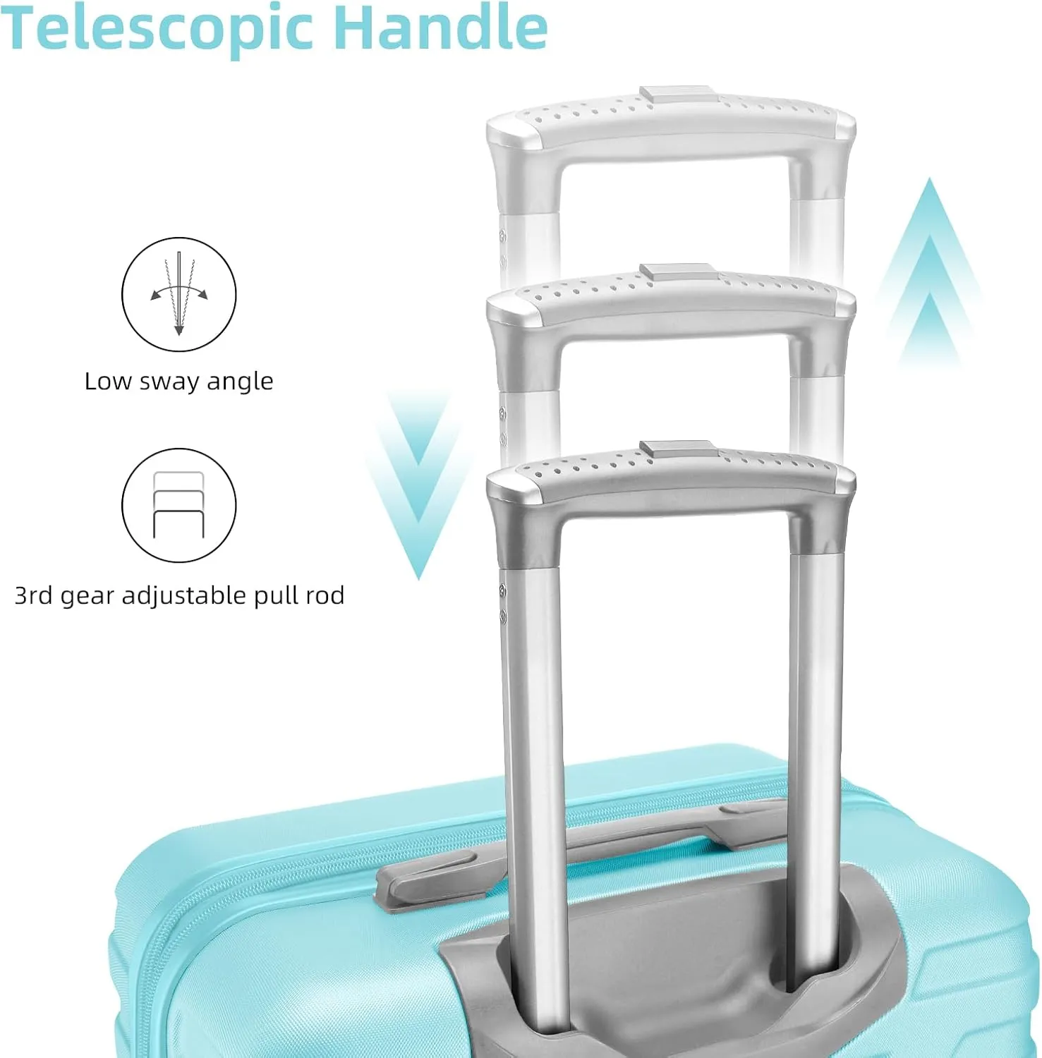 LARVENDER Luggage 6 Piece Sets Hardside Expandable Suitcases with Spinner Wheels TSA Lock, Lightweight Travel Carry On Luggage Sets for Women, Sky Blue