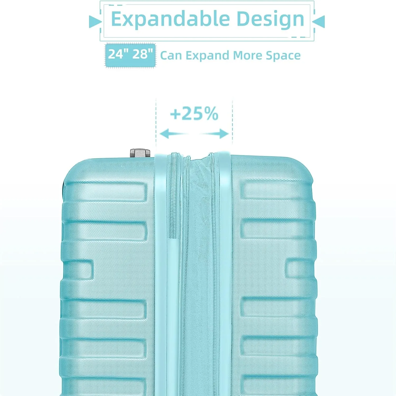LARVENDER Luggage 6 Piece Sets Hardside Expandable Suitcases with Spinner Wheels TSA Lock, Lightweight Travel Carry On Luggage Sets for Women, Sky Blue