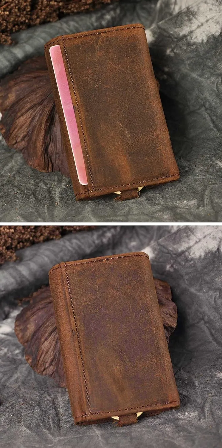 Le'aokuu Mens Genuine Leather Car Key Case Loop Hook Coin Case Cover Wallet Snap