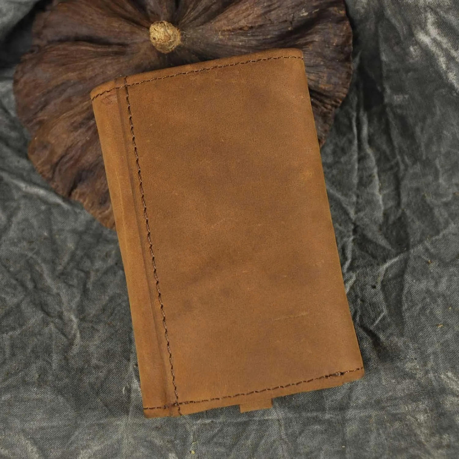 Le'aokuu Mens Genuine Leather Car Key Case Loop Hook Coin Case Cover Wallet Snap