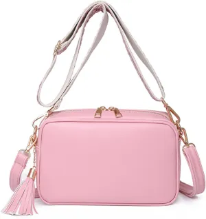 Leather Crossbody Bag for Women, Small Camera Purse Soft Shoulder Handbag Lightweight Evening Purse