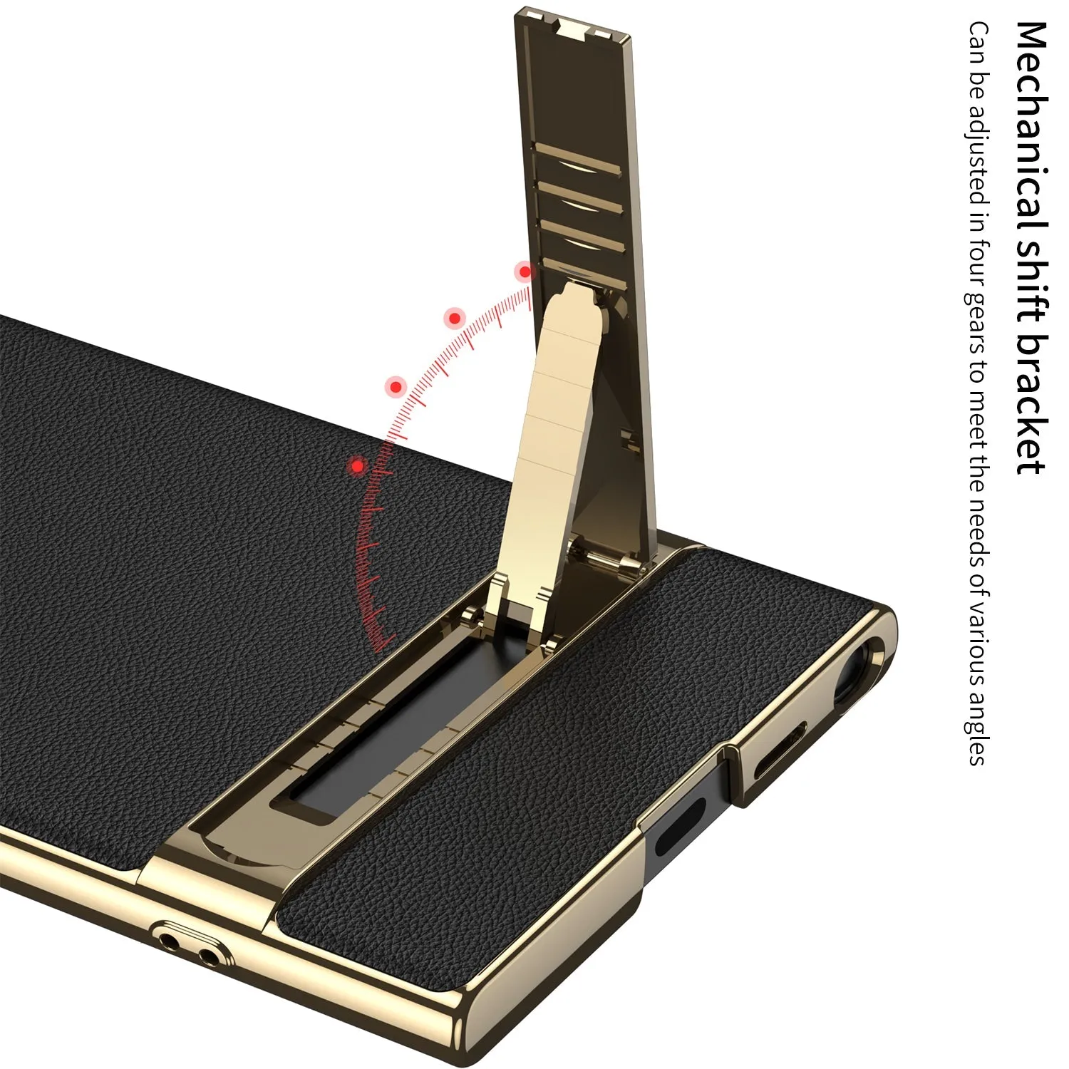 Leather Electroplated Protective Phone Case With Invisible Holder For Samsung