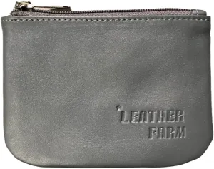 LEATHER FARM's lambskin leather coin pouch/coin purse for both mens and womens. (GREY)