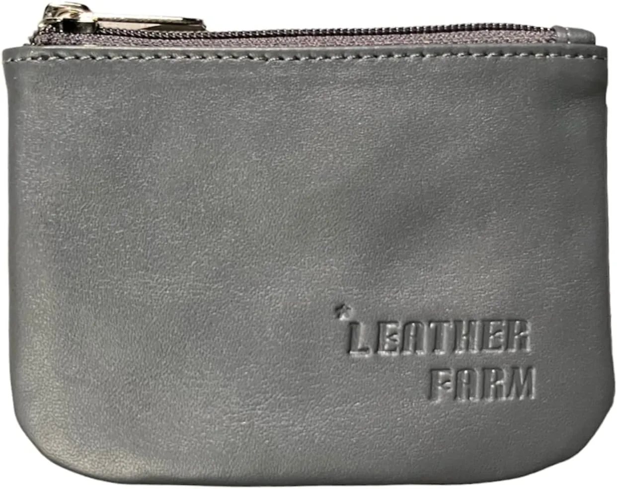 LEATHER FARM's lambskin leather coin pouch/coin purse for both mens and womens. (GREY)