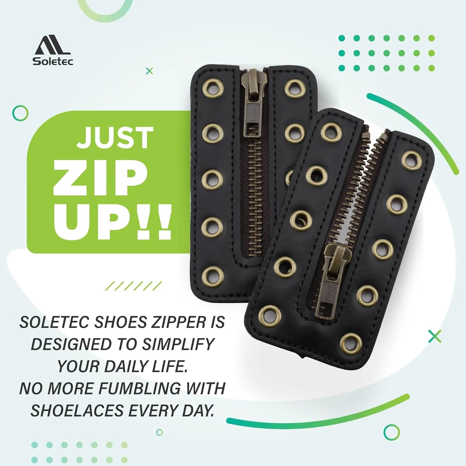 Leather Lace-in Shoes Zipper Inserts for Converse, Suitable for kids and adults, Tieless Shoe Laces