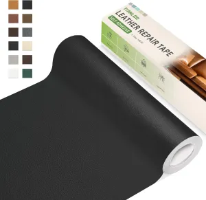 Leather Repair Tape,16 x 80 Inches Self Adhesive Leather Repair Patch，Leather Repair Kit for Furniture，Couches,Car Seats,Cabinets,Handbags(Black-Litchi Grain)