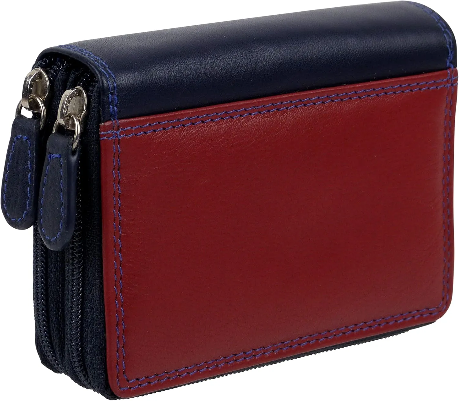 Leather Unisex Credit Card Concertina Purse, Midnight, Casual