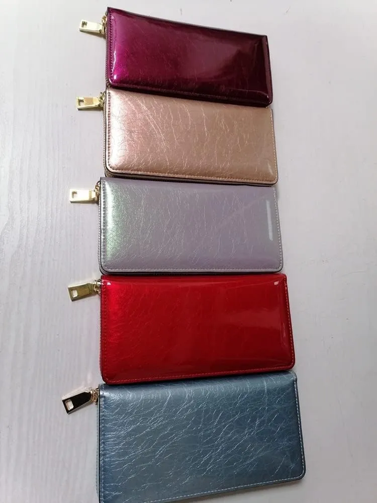 Leather Wallet Pu Leather Women's Wallet Large Capacity Long Zipper Purse Clutch for Women's Fashion Vintage Leather Coin Pocket Large Capacity (Bu,10x19.5cm)