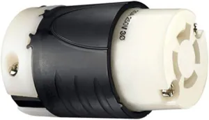 Legrand Pass & Seymour L1520C Turnlok Industrial Spec Grade Locking Connector, 20 Amp 3 Phase 250V, NEMA L15-20R, Black/White (1 Count)