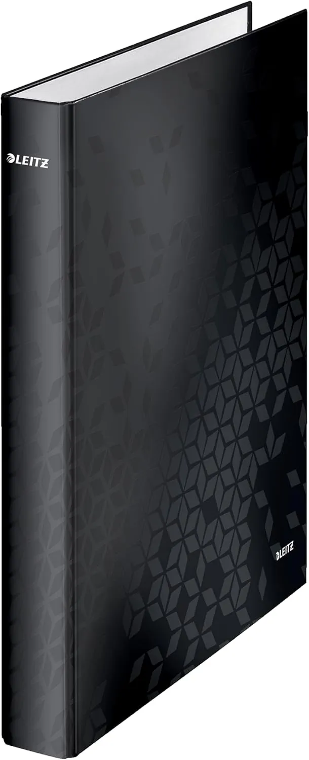 Leitz 2 Ring Binder, Holds up to 230 Maxi Sheets, Wow Range, 40 mm Spine, 42410095 - A4, Black