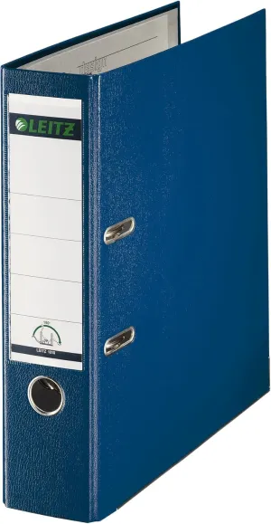 Leitz Plastic Lever Arch File, 90 Percent Recycled Card, 30 Percent Pre-Consumer Recycled Plastic, with Thumbhole and Rado Rings, 80mm Spine 600 Sheet Capacity, Blue, 10101035