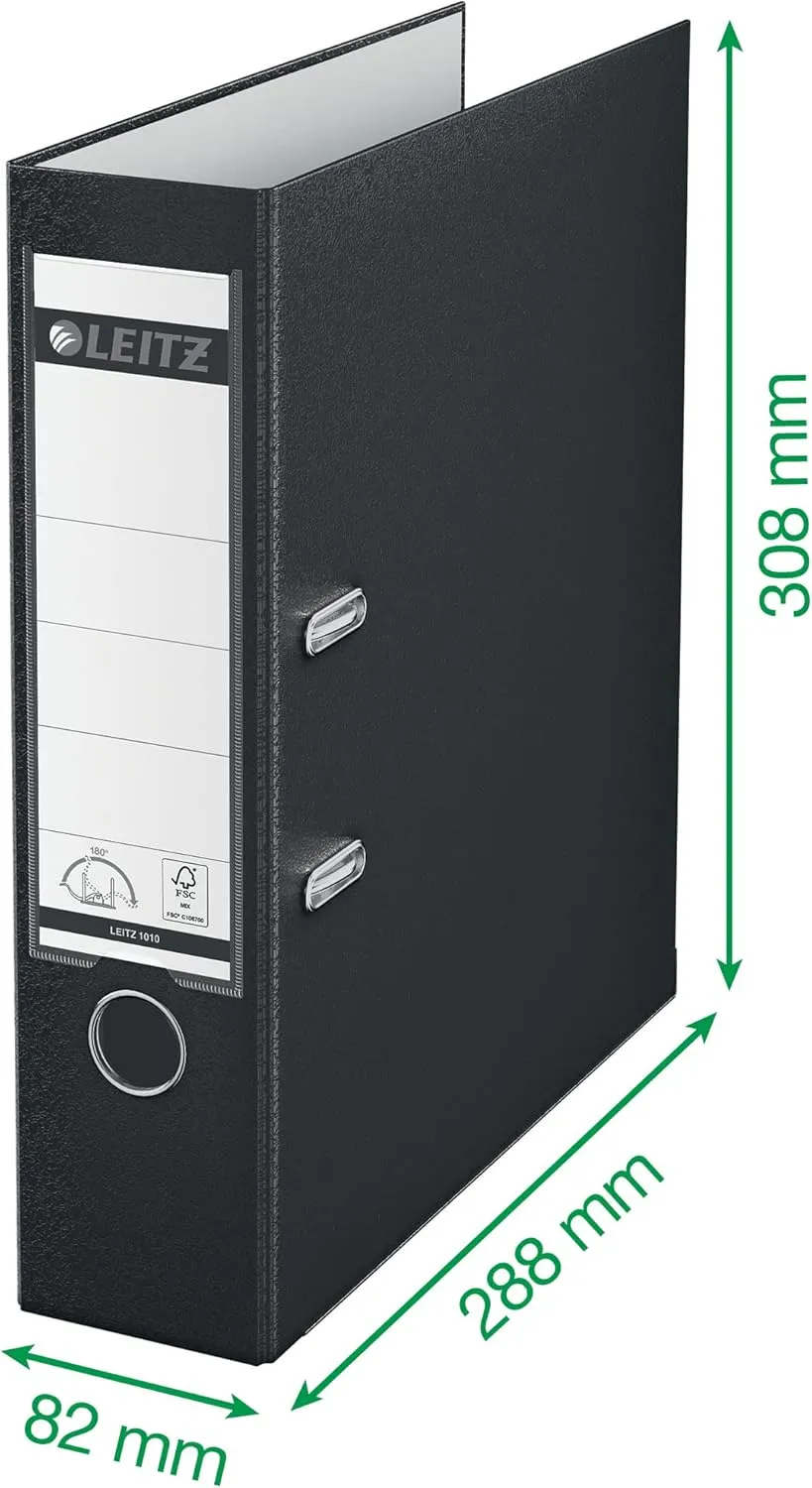 Leitz Plastic Lever Arch File, 90 Percent Recycled Card, 30 Percent Pre-Consumer Recycled Plastic, with Thumbhole and Rado Rings, 80mm Spine 600 Sheet Capacity, Blue, 10101035