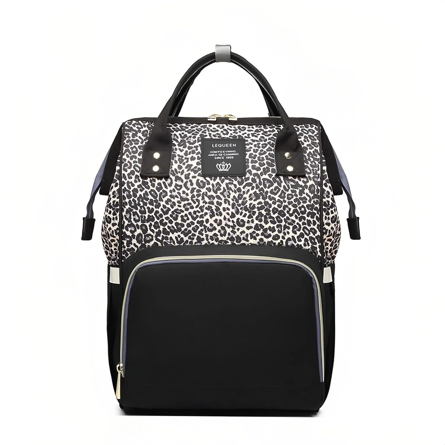 Leopard Print Diaper Bag Backpack Multi-Function Diaper Bag for Baby Care Waterproof Travel Baby Bag for Mom Brown