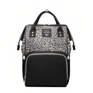 Leopard Print Diaper Bag Backpack Multi-Function Diaper Bag for Baby Care Waterproof Travel Baby Bag for Mom Brown