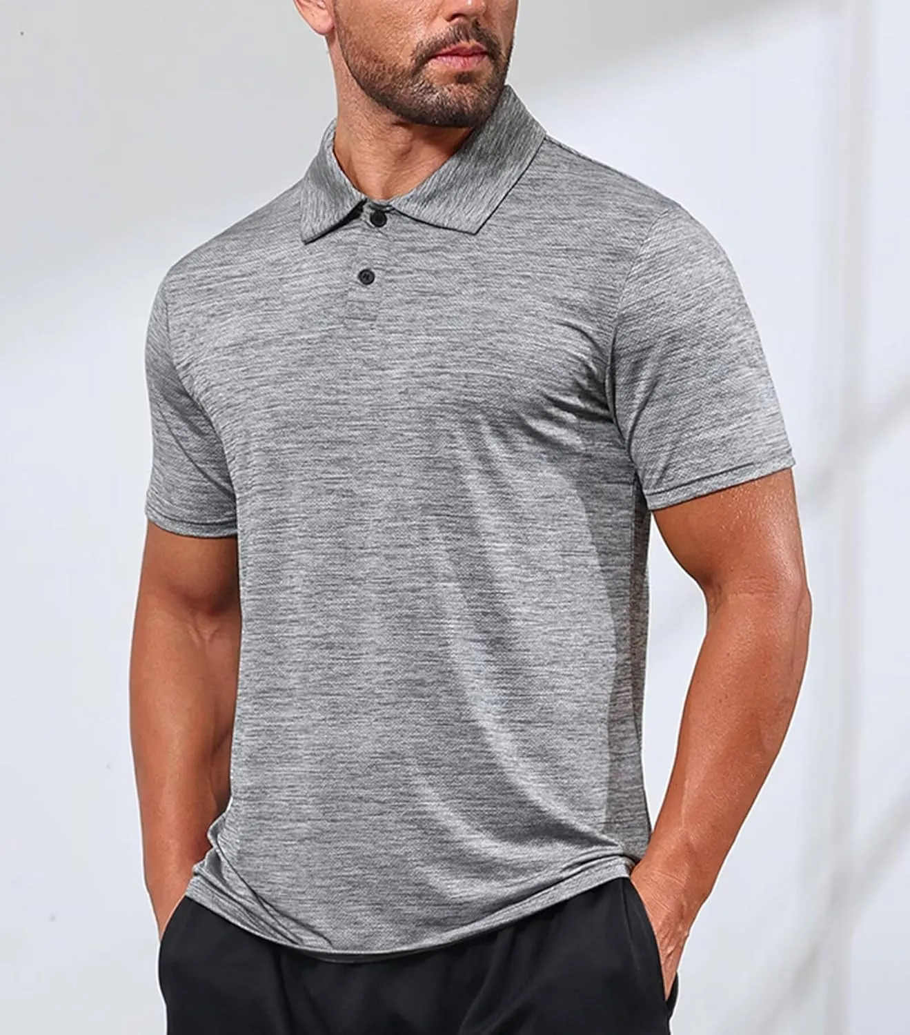 Lexiart Men's Cool Feeling Athletic Golf Polo Shirt Short Sleeve Performance Moisture Wicking Collared Tops