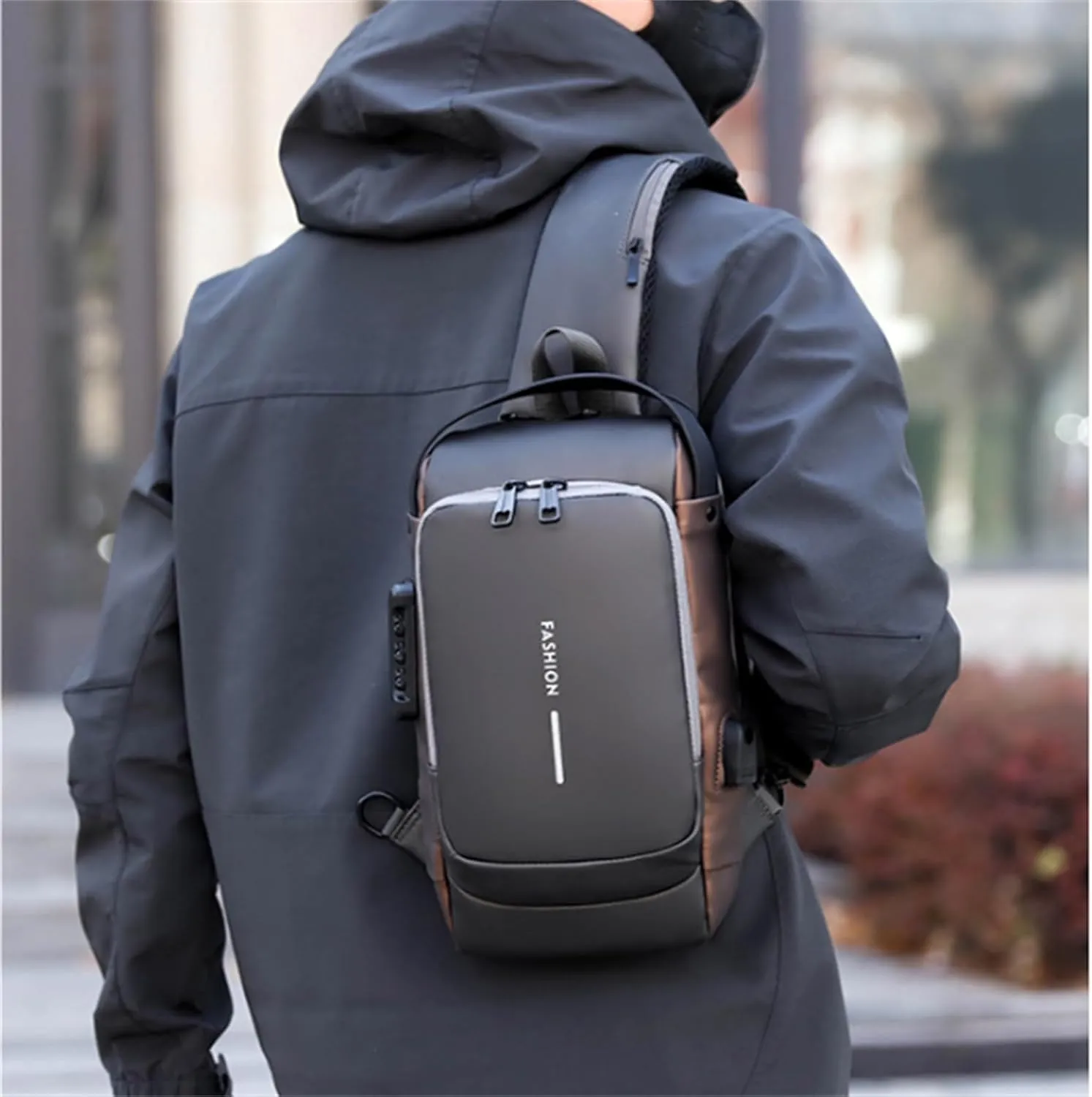 Leyweio Bag, Auricz Bag, Auricz Sling Bags, Carbon Fiber SlingBags, Carbon Fiber SlingBag for Men, Waterproof Shoulder Backpack, New CarbonFiber Streamline Anti-Theft SlingBag
